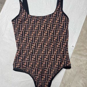 Fendi Black and Brown Monogram Swimsuit